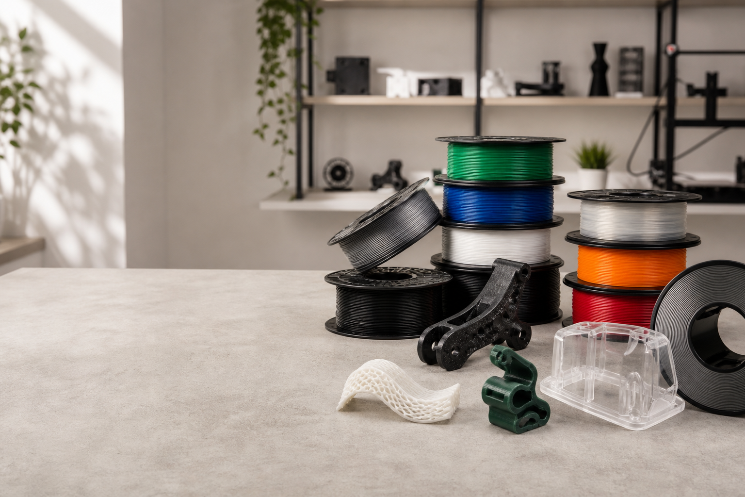 3D printing filaments and finished sample parts